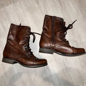 Steve Madden Troopa Brown Combat Boots Womens Size 6